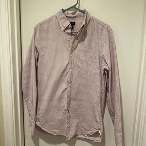 J. Crew Men’s Red, Blue, & White Print Long Sleeve Button Down Dress Shirt